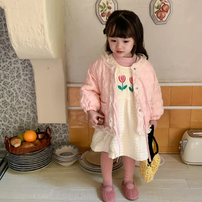 

Korean Children's Clothing New Winter Clothes Girls' Fleece-Lined Thickened Cotton Clothing Coat Little Girl Quilted Vest Dress