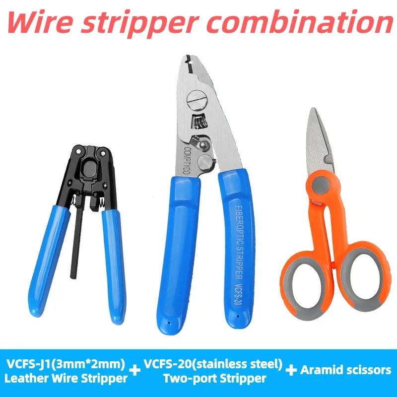 Fiber Optic Tool Kit VCFS-20/30(Stainless steel) Two/Three-Port Stripper + Leather Wire Stripper + Aramid scissors Combination
Fiber Optic Tool Kit VCFS-20/30(Stainless steel) Two/Three-Port Stripper + Leather Wire Stripper + Aramid scissors Combination