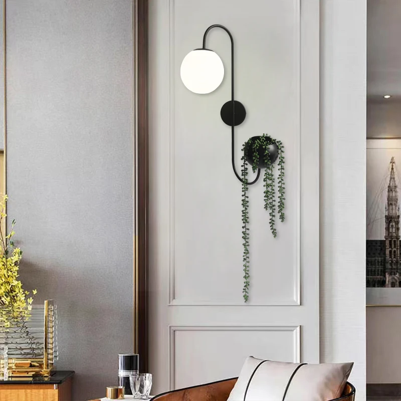 New plant wall lamp living room bedroom bedside bar restaurant club hotel iron glass aisle decoration lamp 
New plant wall lamp living room bedroom bedside bar restaurant club hotel iron glass aisle decoration lamp