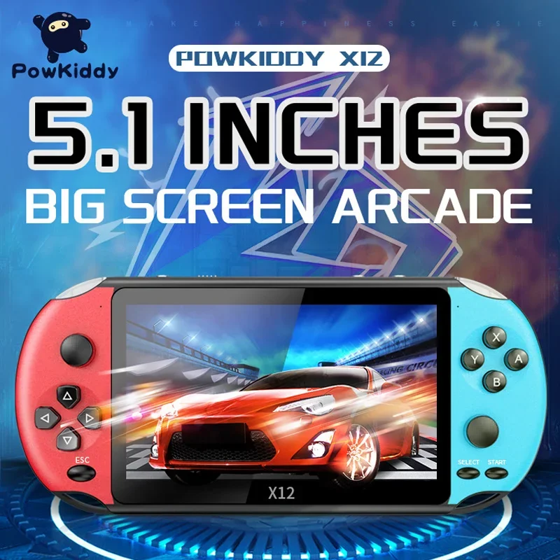 

Powkiddy X12 Handheld 5.1 Inch Joystick Arcade Console Handheld Game Console Psp Retro Simulator Support Tf Card Expansion