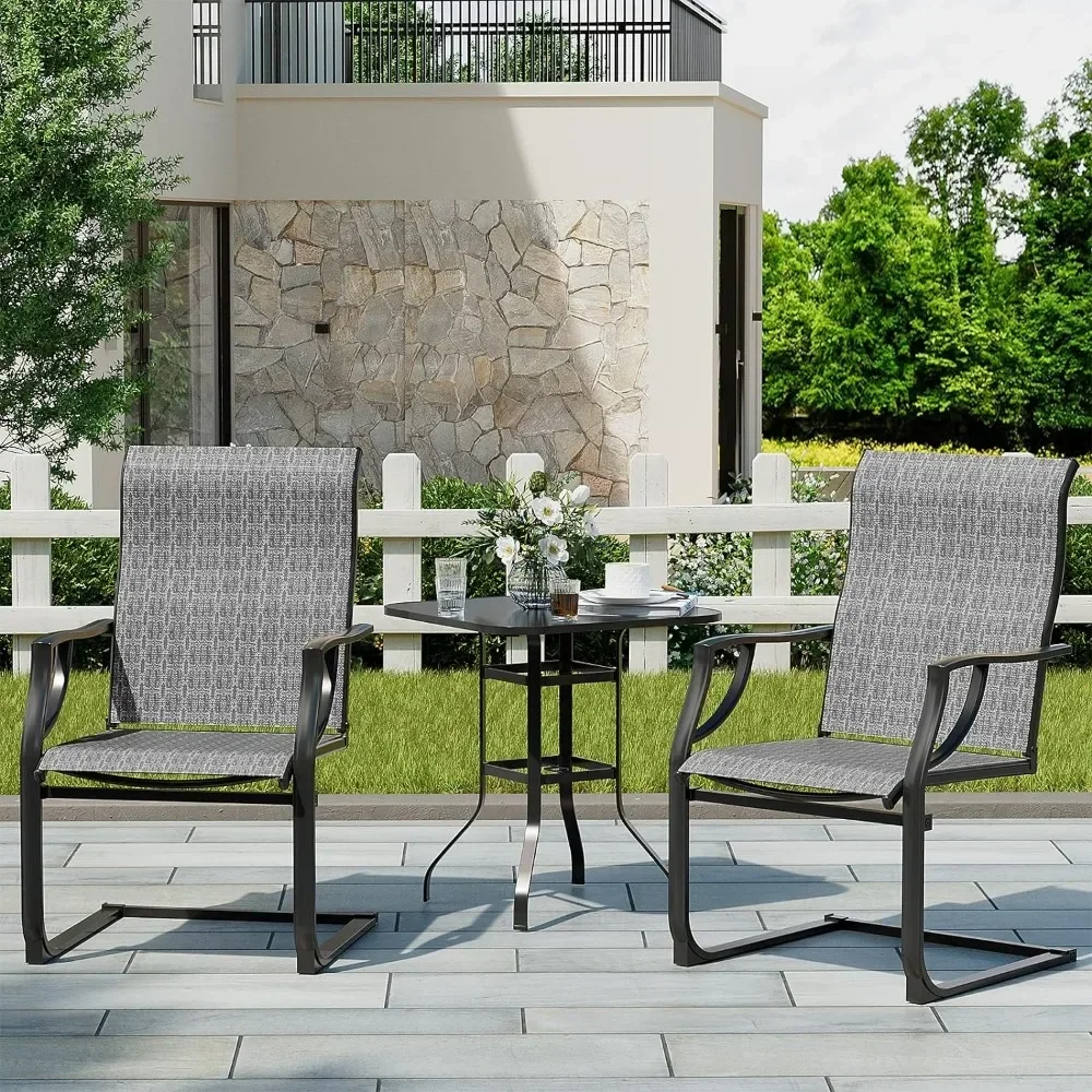 

Набор из 2 стульев для террасы, всесезонные стулья для террасы из дышащей ткани с высокой спинкой, шезлонг, газон, садовая уличная мебель