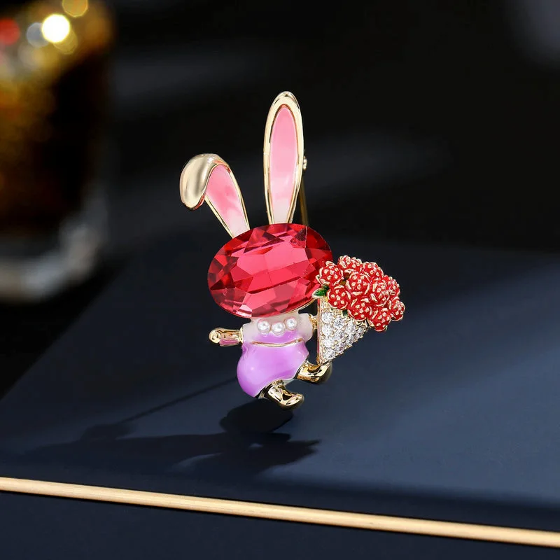 Sweet Rabbit Clothing Cardigan Anti Smashing Pins Personalized Creative Design Cute Little-Rabbit Holding Flower Brooch Ornament
Sweet Rabbit Clothing Cardigan Anti Smashing Pins Personalized Creative Design Cute Little-Rabbit Holding Flower Brooch Ornament