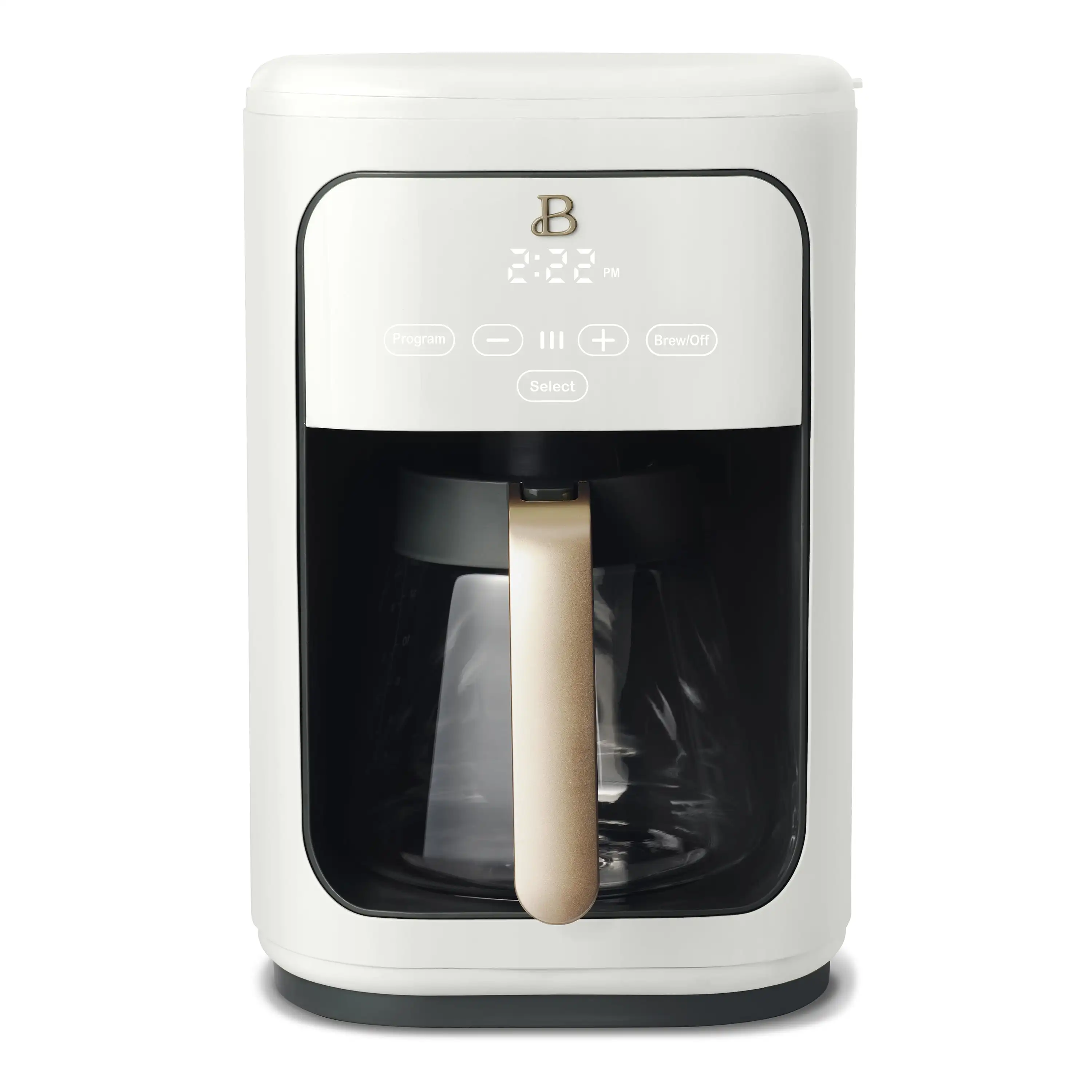 

Beautiful 14-Cup Programmable Drip Coffee Maker with Touch-Activated Display, White Icing by Drew Barrymore coffe machine