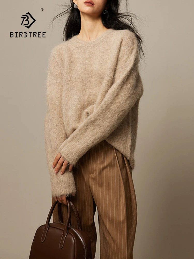 Birdtree 78%Alpaca Wool Maillardr Fashion Sweater Women's Long Sleeve Round Neck Versatile Knitted Sweater Fall Winter T3D7108QC
Birdtree 78%Alpaca Wool Maillardr Fashion Sweater Women's Long Sleeve Round Neck Versatile Knitted Sweater Fall Winter T3D7108QC