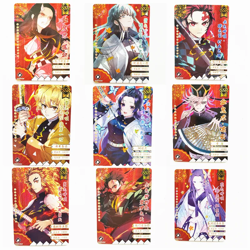 

Demon Slayer Kamado Tanjirou Nezuko Agatsuma Zenitsu Hashibira Inosuke LR SSR Card Anime Role Anime Collection Cards Toy Gift