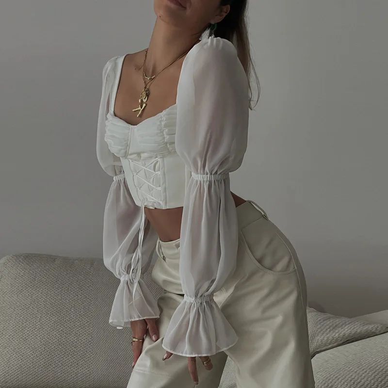Casualwear Solid White Bandage Top Long Sleeve Square Collar T-Shirt Women Autumn Fashion Backless Skinny Crop Top Office Lady
Casualwear Solid White Bandage Top Long Sleeve Square Collar T-Shirt Women Autumn Fashion Backless Skinny Crop Top Office Lady