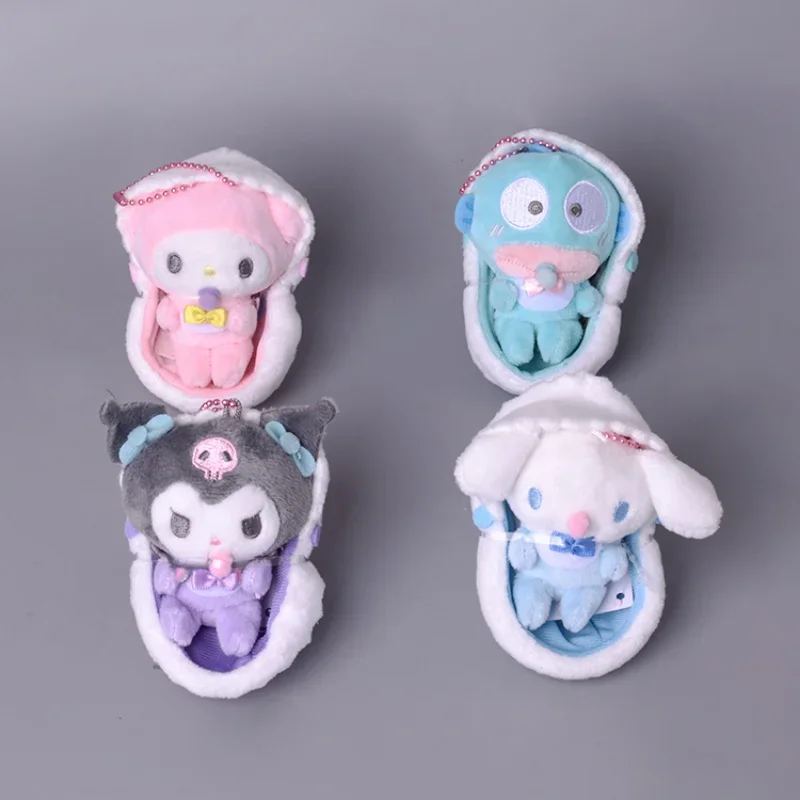 

2023 New Sanrio Kawaii Cute Kuromi MyMelody Cinnamoroll Hendon Pacifier Baby Cradle Plush Doll Pendant Children's Birthday Gift
