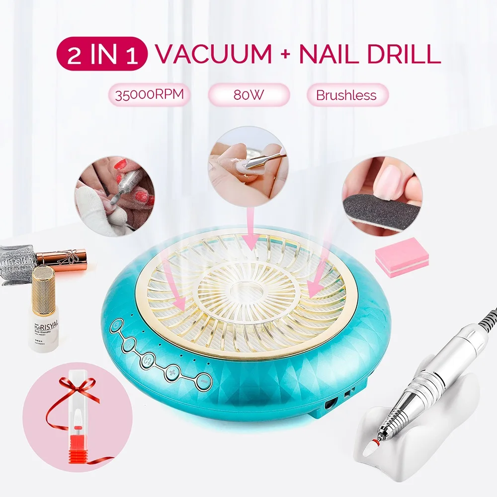 Collecteur de poussière d'ongles sans balais à faible bruit, aspiration injuste 80W, perceuse 35000 tr/min, pièce à main de manucure, aspirateur à ongles avec 2 filtres Collecteur de poussière d'ongles sans balais à faible bruit, aspiration injuste 80W, perceuse 35000 tr/min, pièce à main de manucure, aspirateur à ongles avec 2 filtres