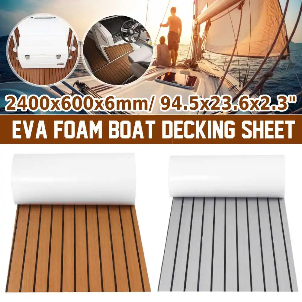 

2400x600x6mm 5mm EVA Foam Boat Flooring Faux Teak Decking Sheet Pad For Boat Marine Yacht RV Deck Sheet Mat