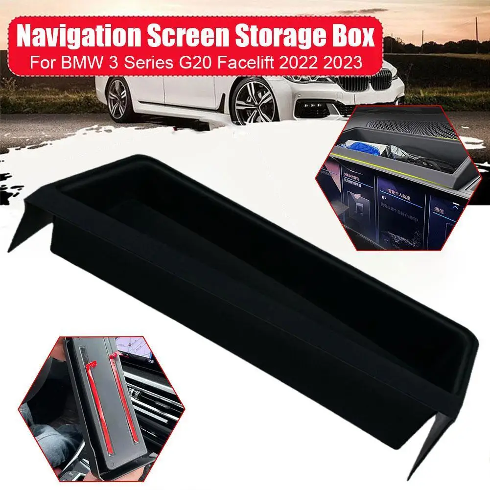 

Car Central Console Navigation Screen Storage Box For BMW 3 Series G20 Facelift 2022 2023 Interior Supplies Modification Black