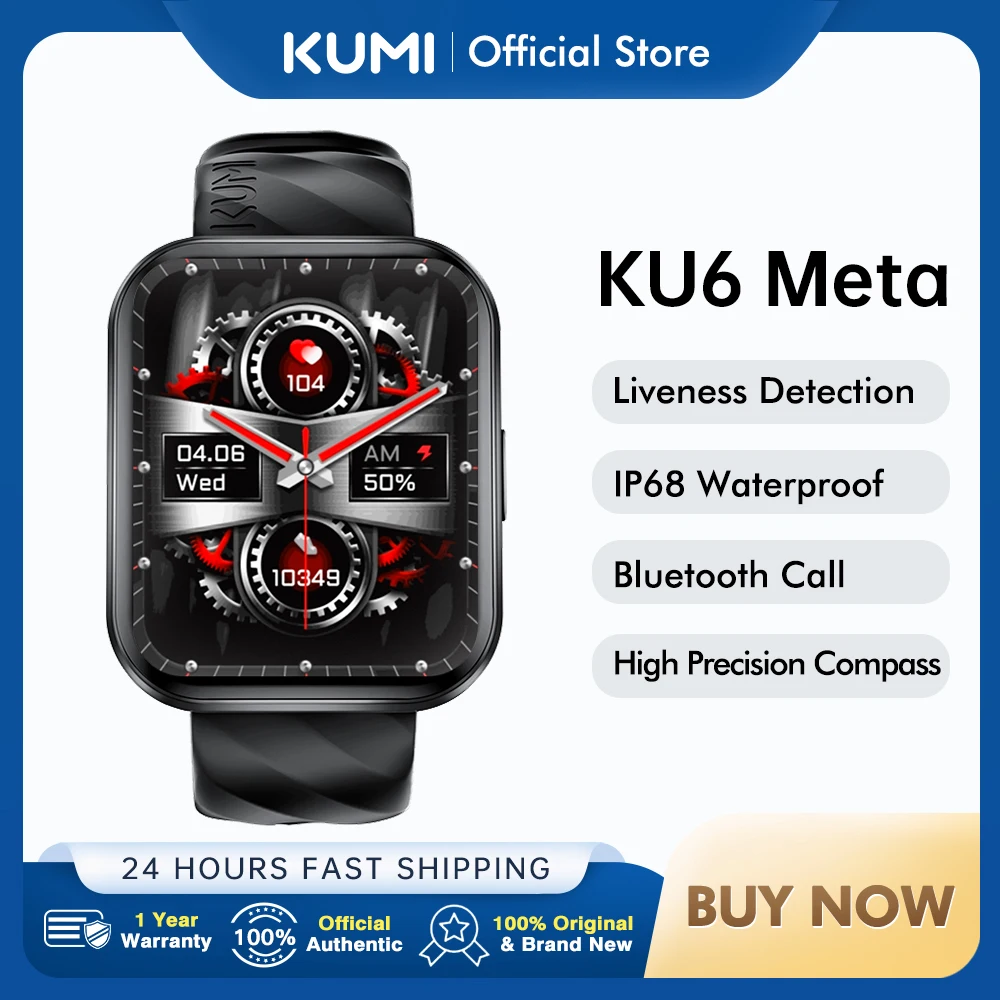 KUMI KU6 Meta Smart Watch 1.96 Inch 100+ Exquisite Dial with Compass Bluetooth Call Live Heart Rate Detection IP68 Waterproof
KUMI KU6 Meta Smart Watch 1.96 Inch 100+ Exquisite Dial with Compass Bluetooth Call Live Heart Rate Detection IP68 Waterproof