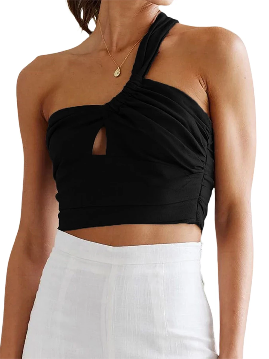 Women One Shoulder Tank Top Summer Sexy Sleeveless Hollow Cut out Ruched Cami Vest Crop Tops Party Clubwear
Women One Shoulder Tank Top Summer Sexy Sleeveless Hollow Cut out Ruched Cami Vest Crop Tops Party Clubwear