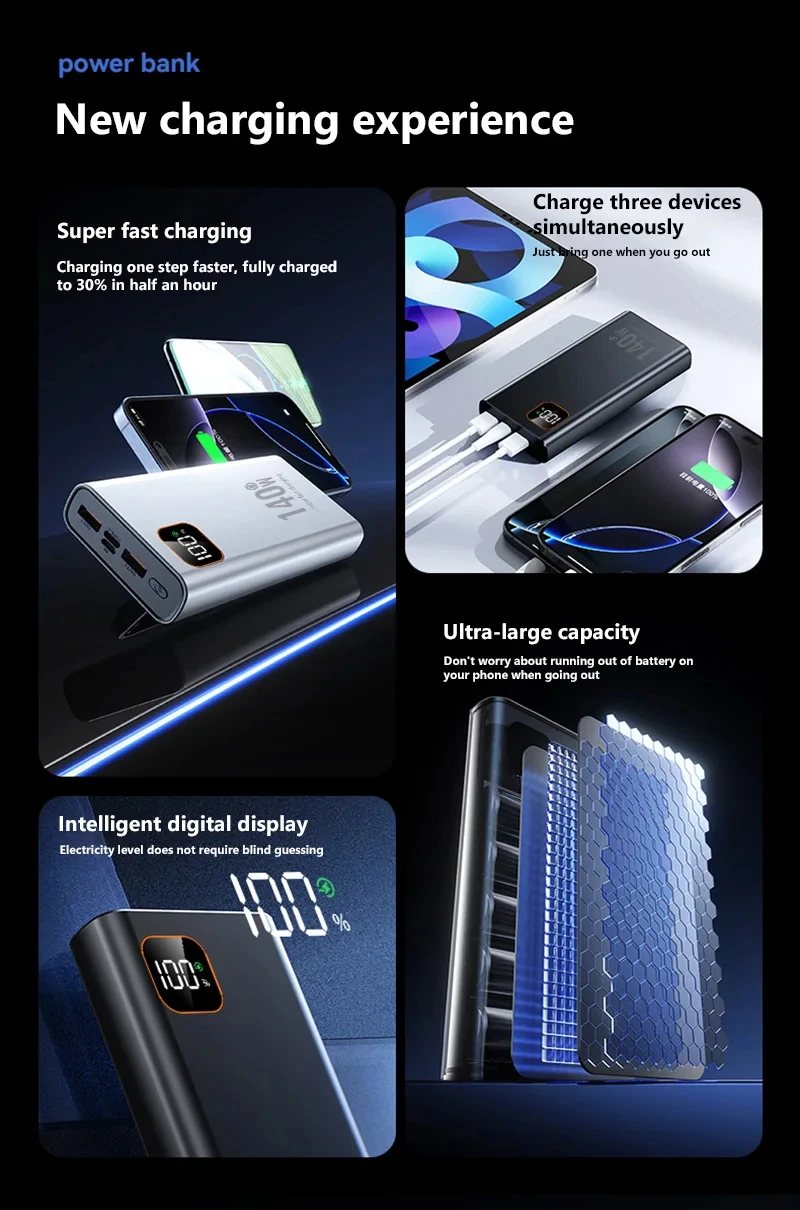 Lenovo 140w Power Bank 500000mah High Capacity Super Fast Charging Pd 20w Ccc Portable Battery Charger For Iphone Samsung Xiaomi Lenovo 140w Power Bank 500000mah High Capacity Super Fast Charging Pd 20w Ccc Portable Battery Charger For Iphone Samsung Xiaomi