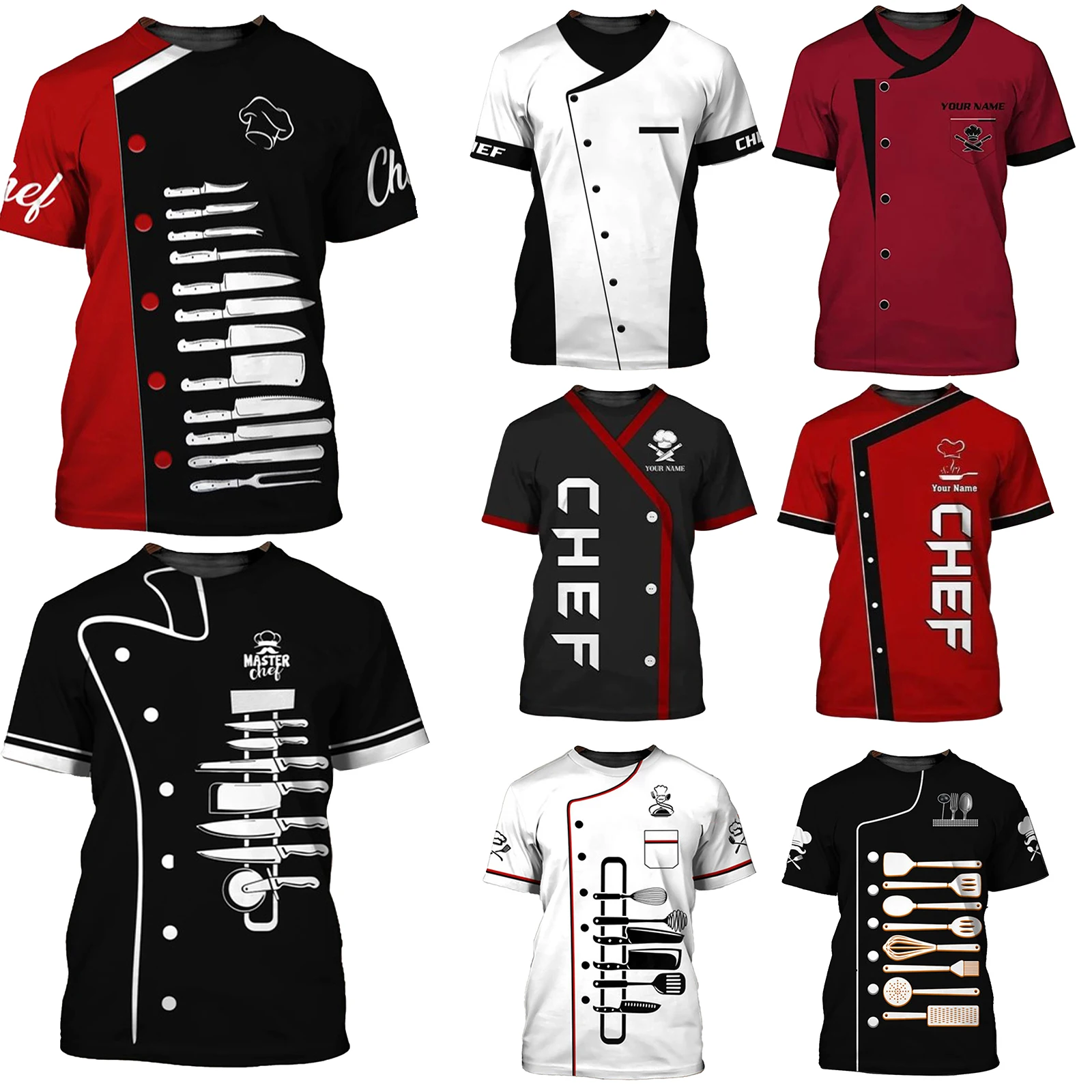 Men Hotel Restaurant Chef Jacket Food Service Uniform Kitchen Cooking Work Costume Short Sleeve Button Fancy Print T-shirt Tops
Men Hotel Restaurant Chef Jacket Food Service Uniform Kitchen Cooking Work Costume Short Sleeve Button Fancy Print T-shirt Tops