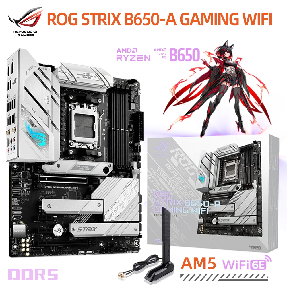 ASUS ROG STRIX B650 A GAMING WIFI 6E DDR5 Motherboard Socket AM5 For AMD Ryzen 7000 Series CPU 128G White Mainboard ATX PCIE 5.0
ASUS ROG STRIX B650 A GAMING WIFI 6E DDR5 Motherboard Socket AM5 For AMD Ryzen 7000 Series CPU 128G White Mainboard ATX PCIE 5.0