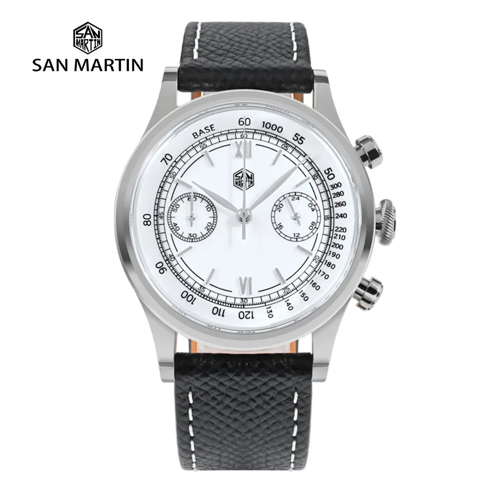

San Martin Men Watch Classic Quartz Chronograph Watch Top Luxury Roman Numeral Dial Mechanical Sapphire 5 Bar Relogios Masculino