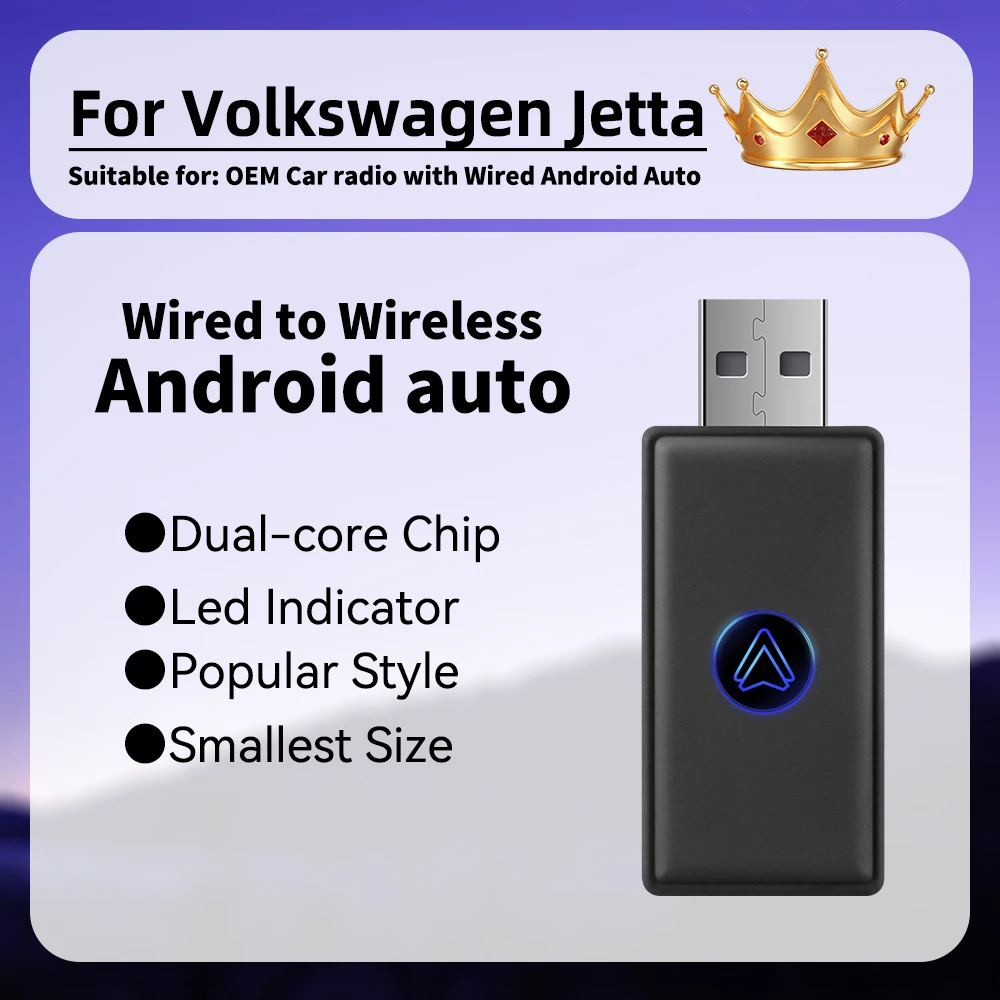 

Newest Mini Smart AI Box Android Auto Wireless Adapter for Volkswagen VW Jetta Car OEM Wired Android Auto to Wireless USB Dongle