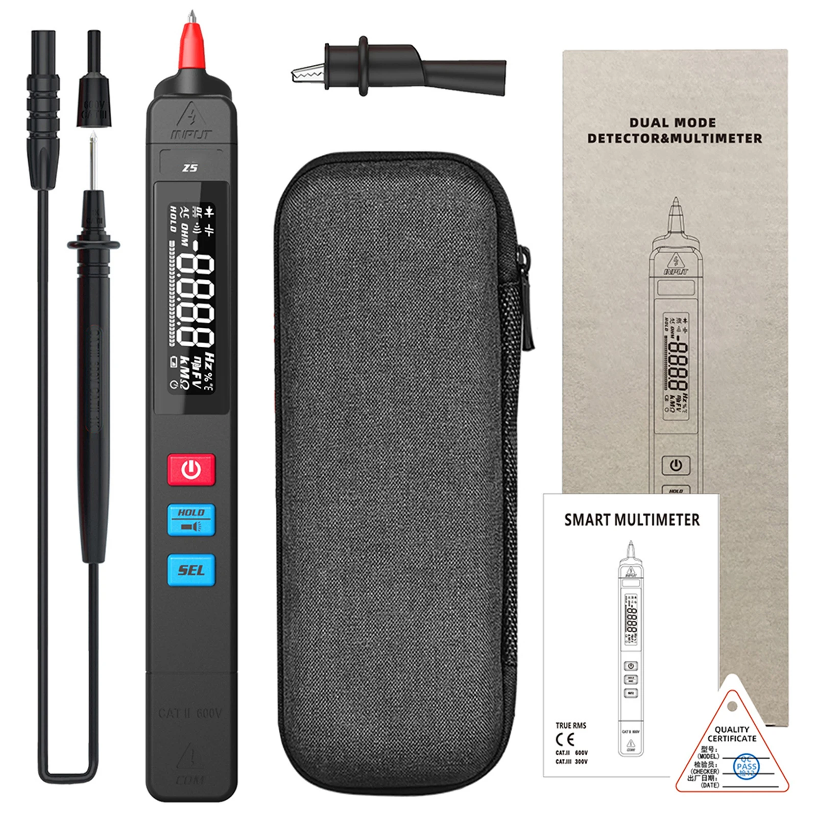 Digital Multimeter Pen Type Smart Multitester Auto Range DC AC Voltage Capacitance Ohm NCV Hz Diode Live Wire Tester Meter
Digital Multimeter Pen Type Smart Multitester Auto Range DC AC Voltage Capacitance Ohm NCV Hz Diode Live Wire Tester Meter