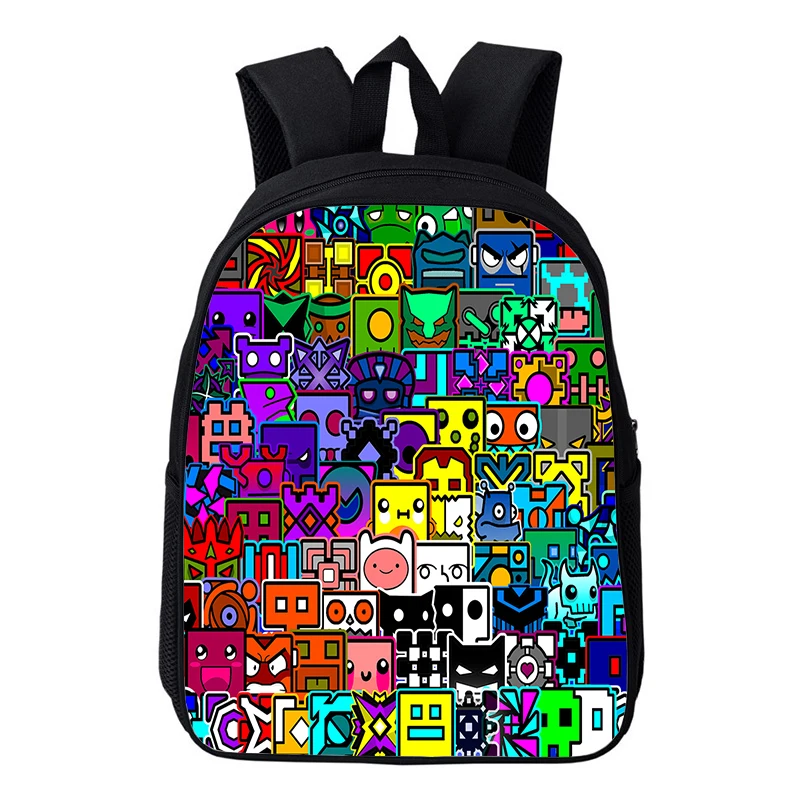 

12 Inch Angry Geometry Dash Backpacks 3D Print Children School Bags Kindergarten Backpack Girls Boys Kids Cartoon Small Rucksack