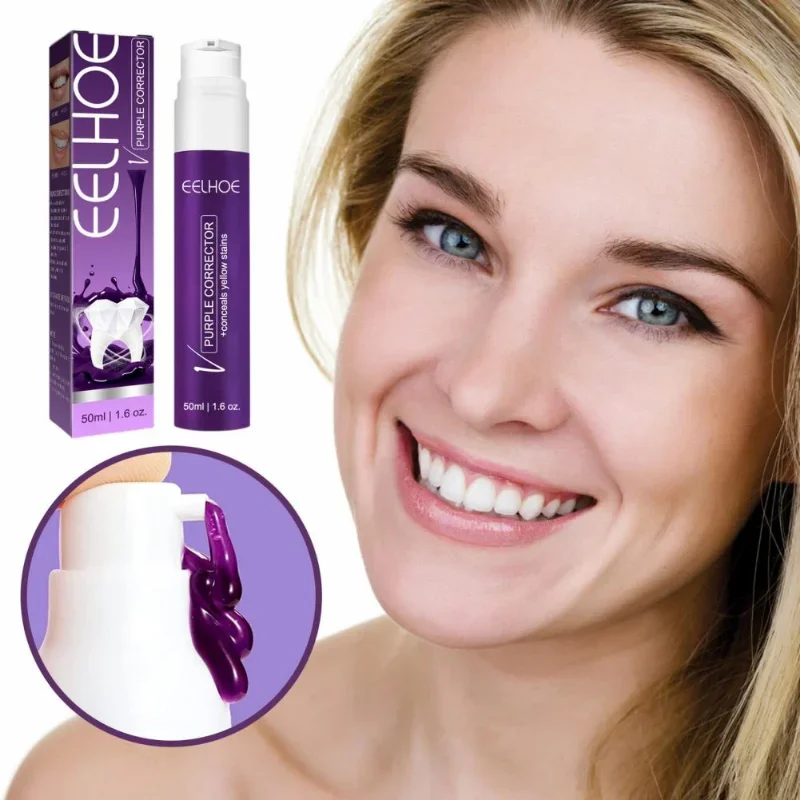 

Sdatter 50ml Purple Safe Whitening Toothpaste Refreshing Breath Teeth Foam Tooth Cleaning Mousse Plaque Removal Dentifrice Teeth