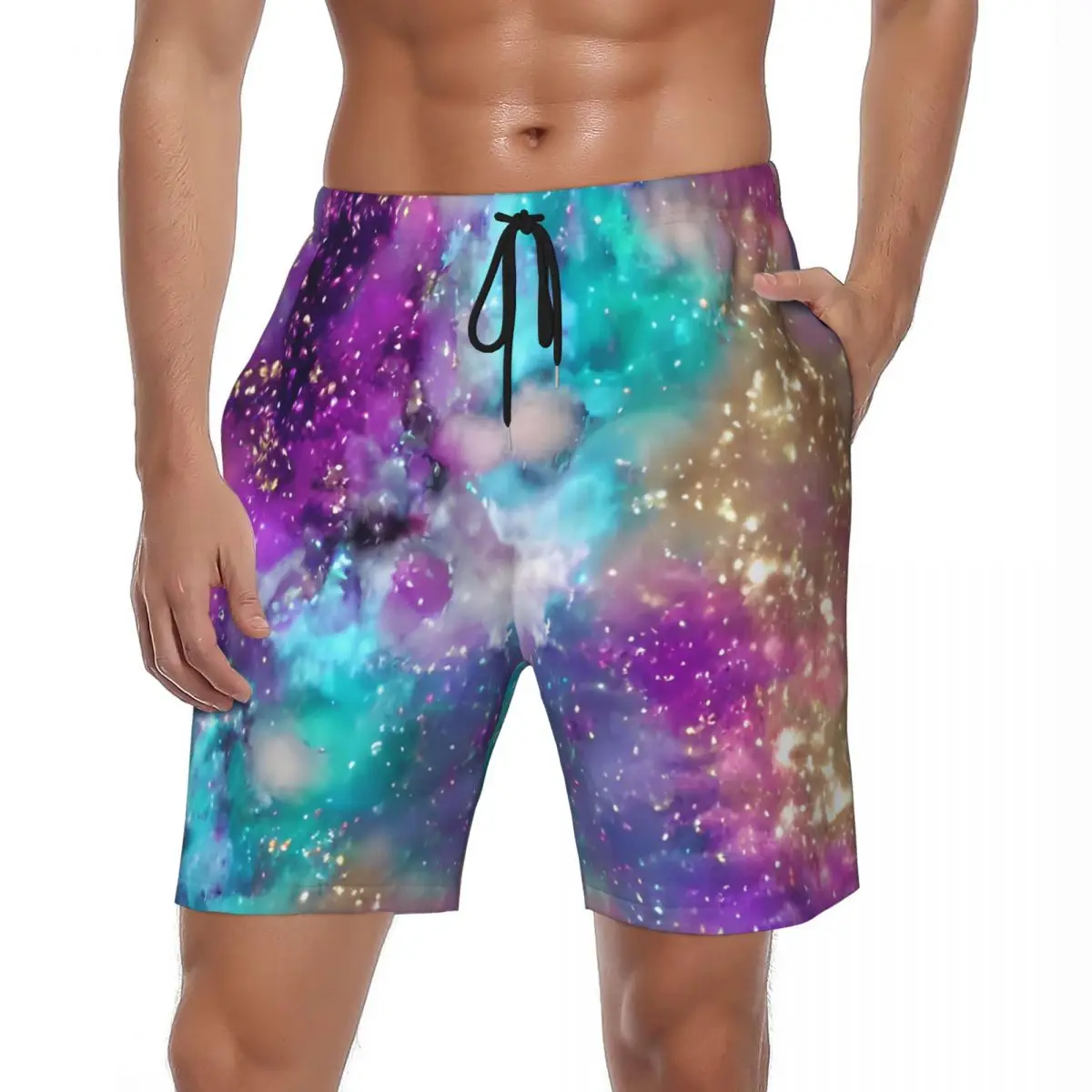 Шорты Celestial Space Board мужские, летние Цветные Короткие штаны для спорта, быстросохнущие, в стиле ретро Galaxy Y2K