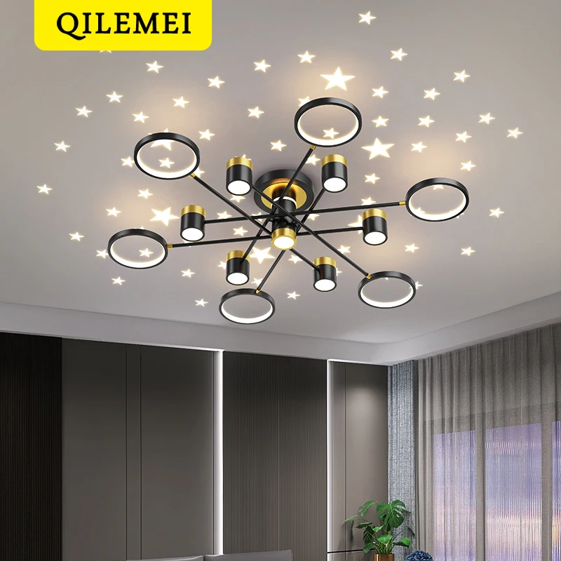 

Nordic Light Luxury Modern Minimalist Atmosphere Starry Sky Chandelier For Bedroom Dining Room Kithen Fixtures Dimmable
