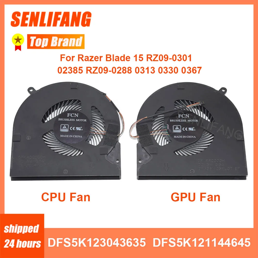 For Razer Blade 15 RZ09-0301 0270 02385 RZ09-0288 0313 0330 0367 New GPU Cooler Fan DFS5K123043635 DFS5K121144645 CPU Fan For Razer Blade 15 RZ09-0301 0270 02385 RZ09-0288 0313 0330 0367 New GPU Cooler Fan DFS5K123043635 DFS5K121144645 CPU Fan