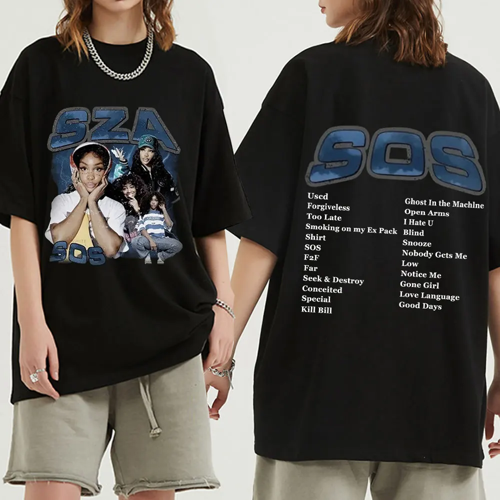 SZA New Music Album SOS Double-sided T-shirt Men Women's 90s Vintage Oversize T-shirts Hip Hop Streetwear Short Sleeve T Shirt
SZA New Music Album SOS Double-sided T-shirt Men Women's 90s Vintage Oversize T-shirts Hip Hop Streetwear Short Sleeve T Shirt