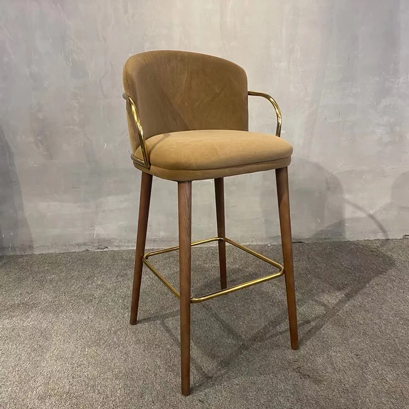 Italian light luxury bar chair commercial ash wood cloth soft bag armrest coffee shop leisure high bar chair
Italian light luxury bar chair commercial ash wood cloth soft bag armrest coffee shop leisure high bar chair