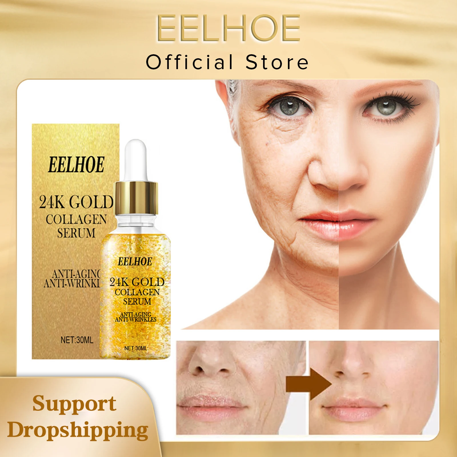 Коллагеновая сыворотка Eelhoe 24K Gold, отбеливающая сыворотка с гиалуроновой кислотой, сыворотка против морщин, удаление шрамов от акне, Ниацинамид 30 мл
Коллагеновая сыворотка Eelhoe 24K Gold, отбеливающая сыворотка с гиалуроновой кислотой, сыворотка против морщин, удаление шрамов от акне, Ниацинамид 30 мл
