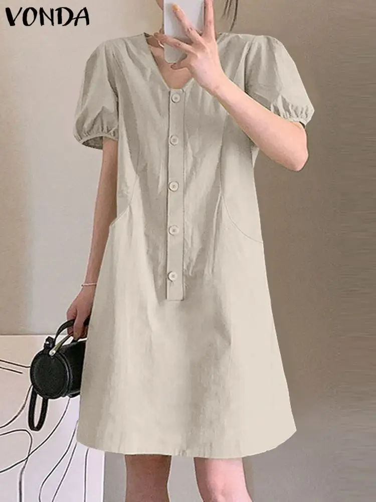 VONDA Women Summer Short Dress 2023 Elegant Short Sleeve Sundress Casual Solid Color Dress Fashion Puff Sleeve Party Vestidos
VONDA Women Summer Short Dress 2023 Elegant Short Sleeve Sundress Casual Solid Color Dress Fashion Puff Sleeve Party Vestidos