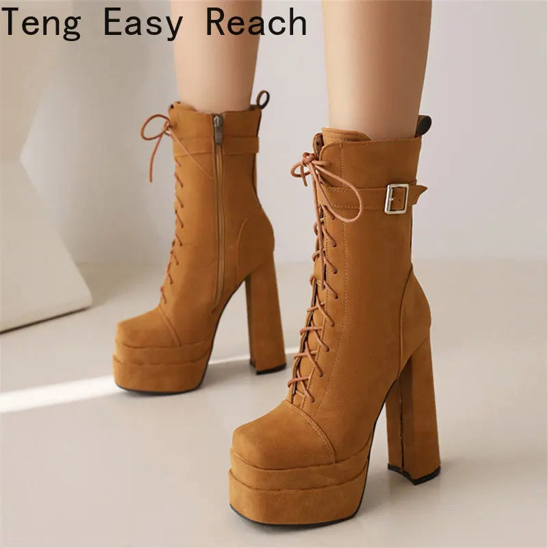 2023 New Women Ankle Boots Fashion Thick Soled Chunky Square Heel Square Toe cross tie Short Booties High Heel Chelsea Boots
2023 New Women Ankle Boots Fashion Thick Soled Chunky Square Heel Square Toe cross tie Short Booties High Heel Chelsea Boots
