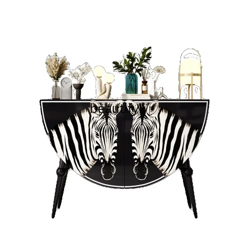 French Entrance Cabinet Living Room Wall Cabinet Entrance Foyer Solid Wood Cabinet Zebra Pattern Painted Storage Locker
French Entrance Cabinet Living Room Wall Cabinet Entrance Foyer Solid Wood Cabinet Zebra Pattern Painted Storage Locker