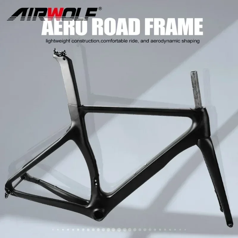 

Airwolf T1100 Carbon Road Frame 700x28C Carbon Bike Frame BB386 Bicycle Frame 142x12mm Thru Axle Carbon Road Frameset