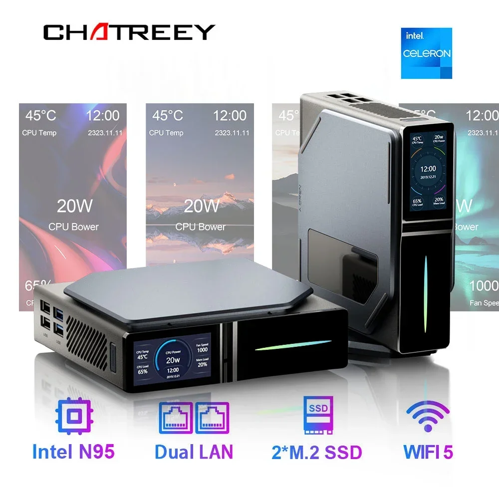 Chatreey S1 Mini PC Intel Alder Lake N100 Windows 11 Ultra Small Pocket Computer Dual SSD 2xHDMI 2.0 4K 60Hz RGB
Chatreey S1 Mini PC Intel Alder Lake N100 Windows 11 Ultra Small Pocket Computer Dual SSD 2xHDMI 2.0 4K 60Hz RGB