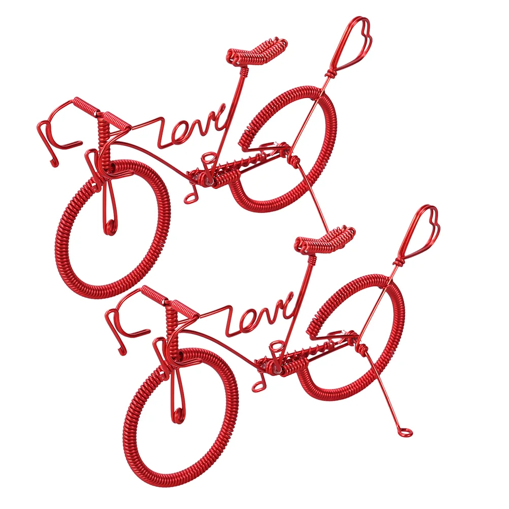 

Модель велосипеда 2 шт., винтажная модель велосипеда в форме сердца из сплава, украшение для рабочего стола
