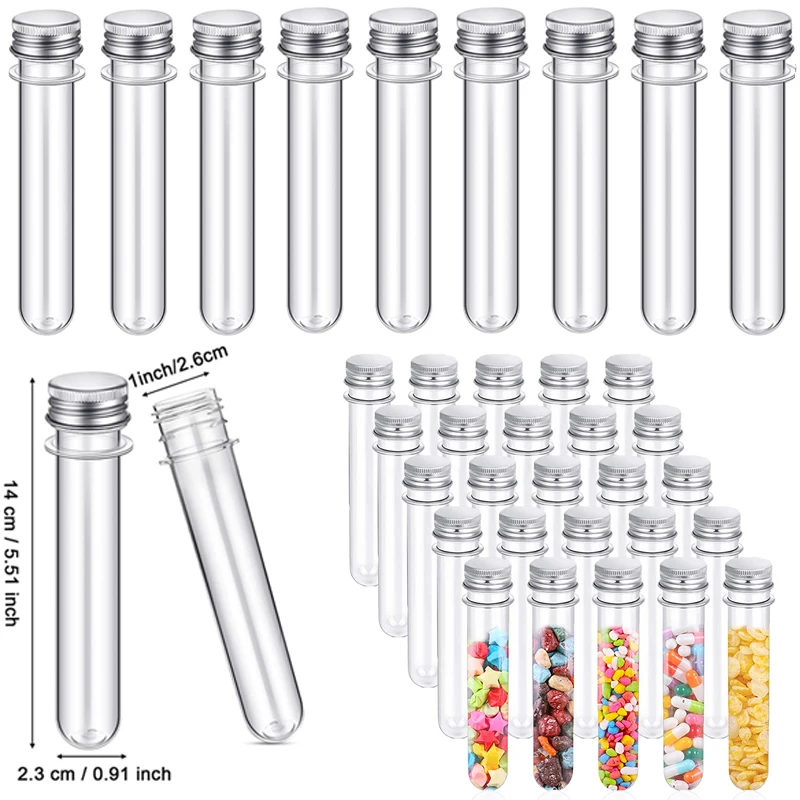 60Pcs 40ml Test Tubes Clear Plastic Tubes with Lids for Plants Scientific Experiments Party Decoration Candy Bath Salt
60Pcs 40ml Test Tubes Clear Plastic Tubes with Lids for Plants Scientific Experiments Party Decoration Candy Bath Salt