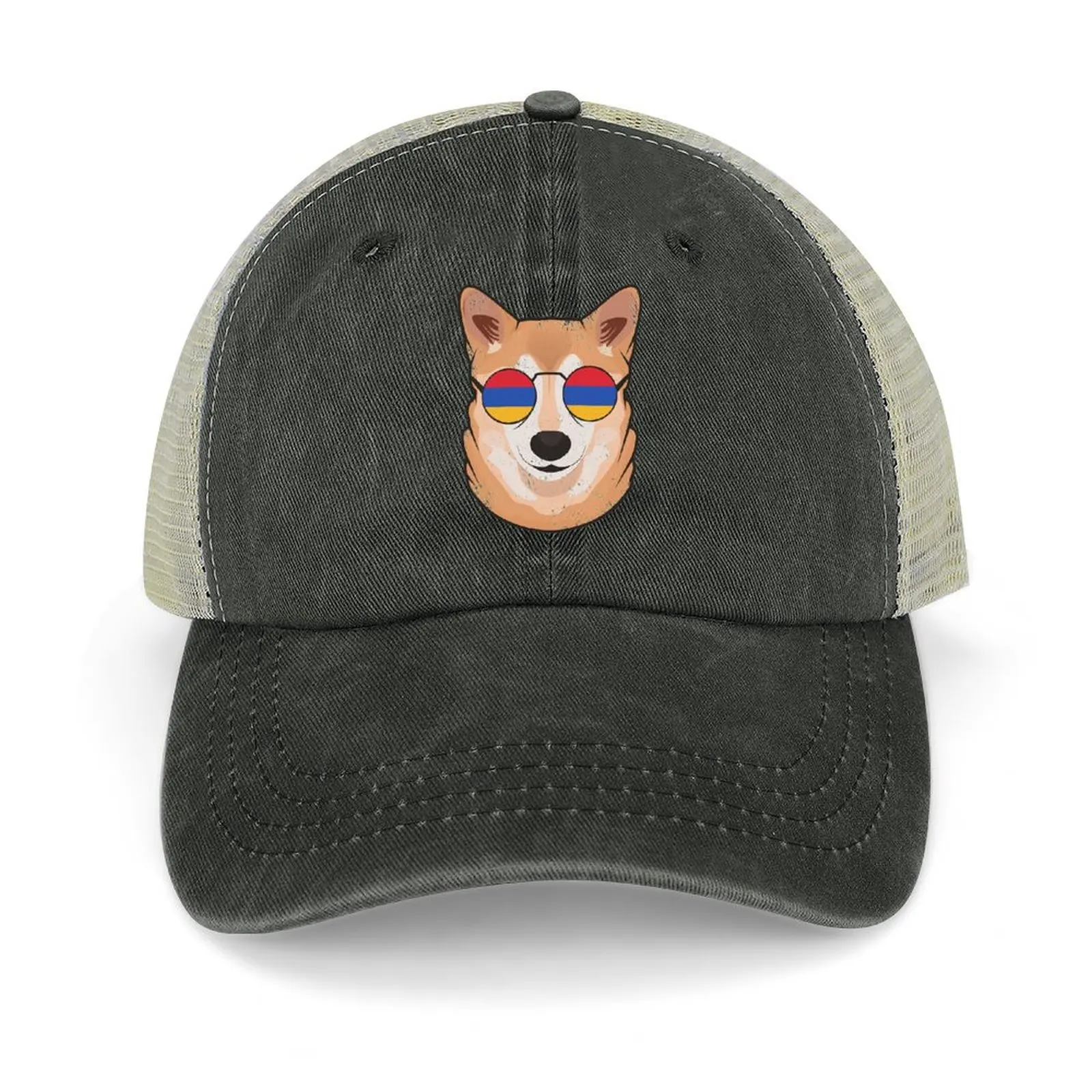 

Vintage Patriotic Shiba Inu Armenian Flag Cowboy Hat Golf Cap Mountaineering Male Women's