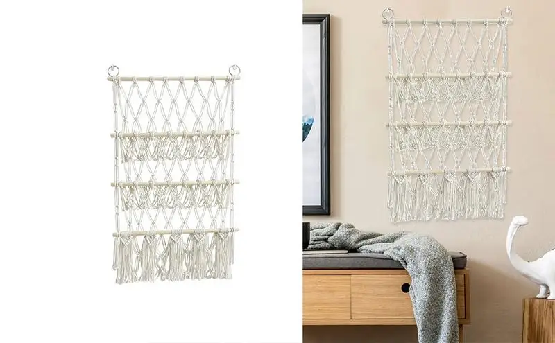 Macrame Toy Net Bohemian hand-woven wall-mounted storage net Three-layer tapestry Doll Organizer tassel toy storage net
Macrame Toy Net Bohemian hand-woven wall-mounted storage net Three-layer tapestry Doll Organizer tassel toy storage net