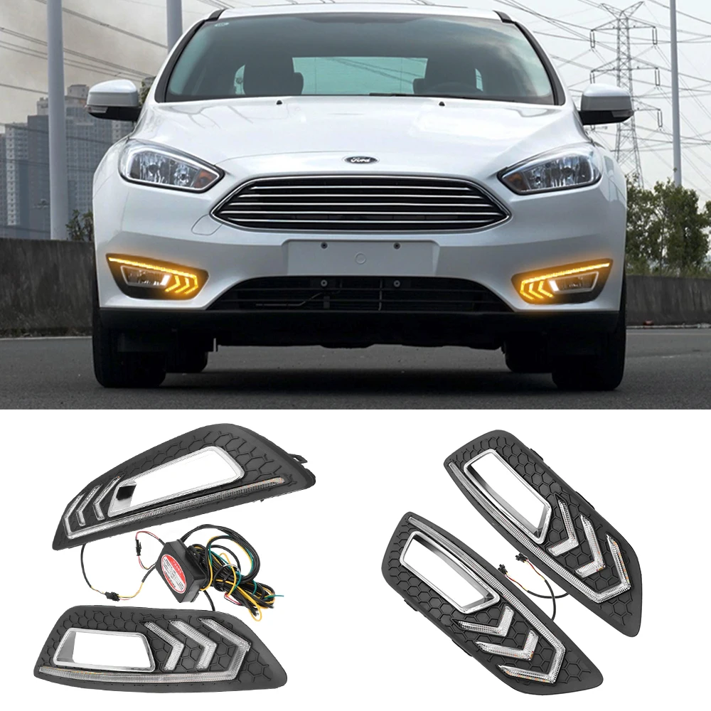 1Pair LED DRL Yellow Turn signal Daytime Running Lights Fog Lamps Cover For Ford Focus Car Headlight Assembly
1Pair LED DRL Yellow Turn signal Daytime Running Lights Fog Lamps Cover For Ford Focus Car Headlight Assembly