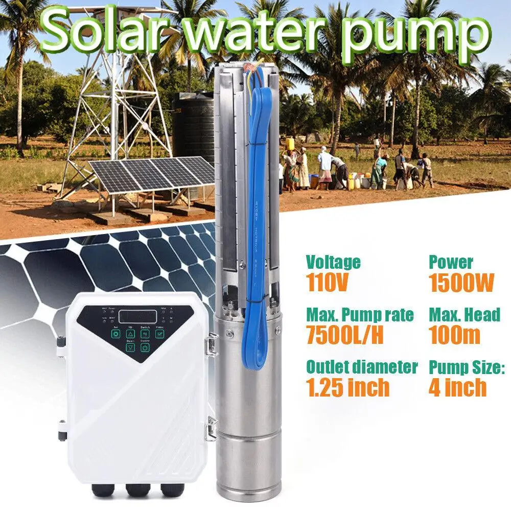 4" Solar Borehole Deep Well Submersible Pump 110V 1500W 2HP DC Submersible Water Pump Farm Irrigation with MPPT Controller Kit
4" Solar Borehole Deep Well Submersible Pump 110V 1500W 2HP DC Submersible Water Pump Farm Irrigation with MPPT Controller Kit
