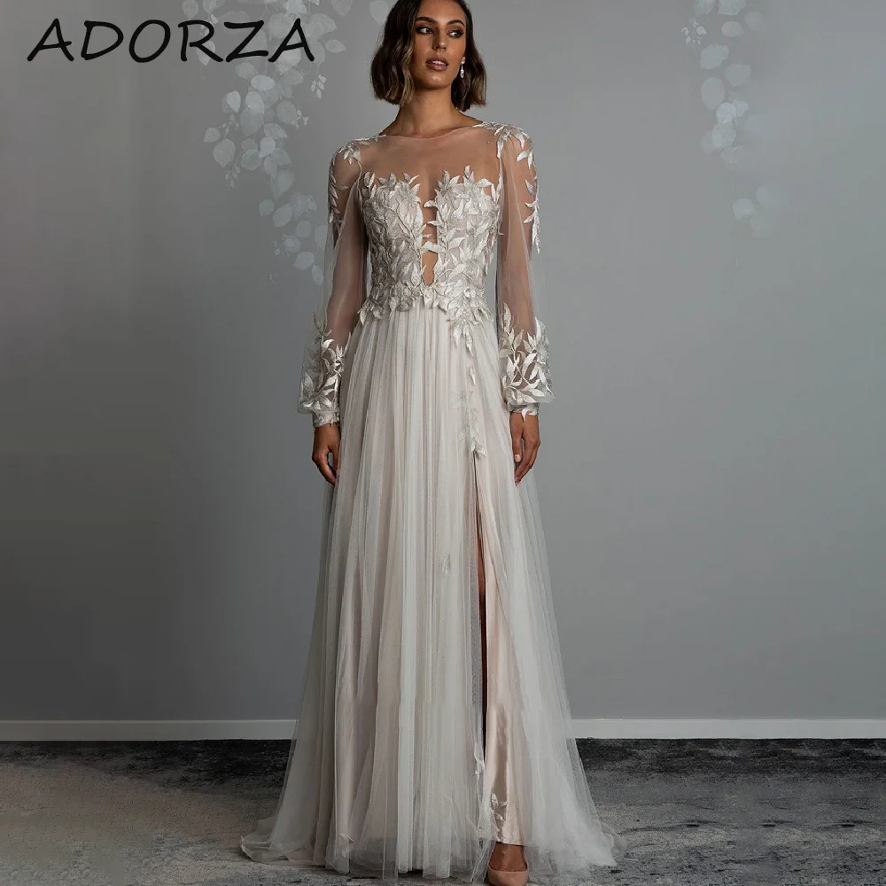 Adorza A-line Wedding Dresses For Woman Luxury O-Neck Lace Applique Tulle Illusion Full Sleeves Vestidos De Novia Bridal Gown
Adorza A-line Wedding Dresses For Woman Luxury O-Neck Lace Applique Tulle Illusion Full Sleeves Vestidos De Novia Bridal Gown
