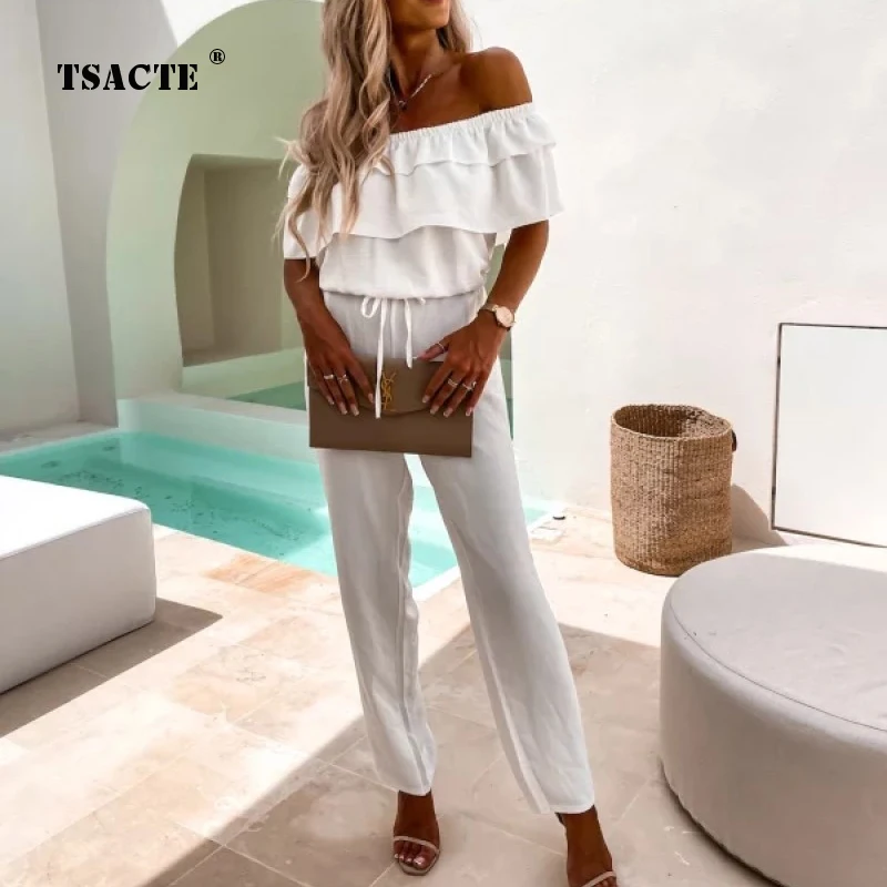 Summer Casual Solid Color Simple Women's Jumpsuits Fashion Commute Elegant Short Sleeves Off-shoulder Playsuits Women's Overalls
Summer Casual Solid Color Simple Women's Jumpsuits Fashion Commute Elegant Short Sleeves Off-shoulder Playsuits Women's Overalls