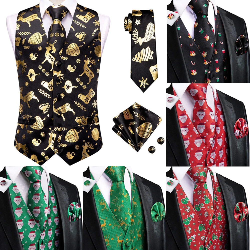 Hi-Tie Christma Silk Men Vest Brown Black Tie Business Formal Dress Sleeveless Jacket 4PC Hanky Cufflink Paisley Suit Waistcoat
Hi-Tie Christma Silk Men Vest Brown Black Tie Business Formal Dress Sleeveless Jacket 4PC Hanky Cufflink Paisley Suit Waistcoat