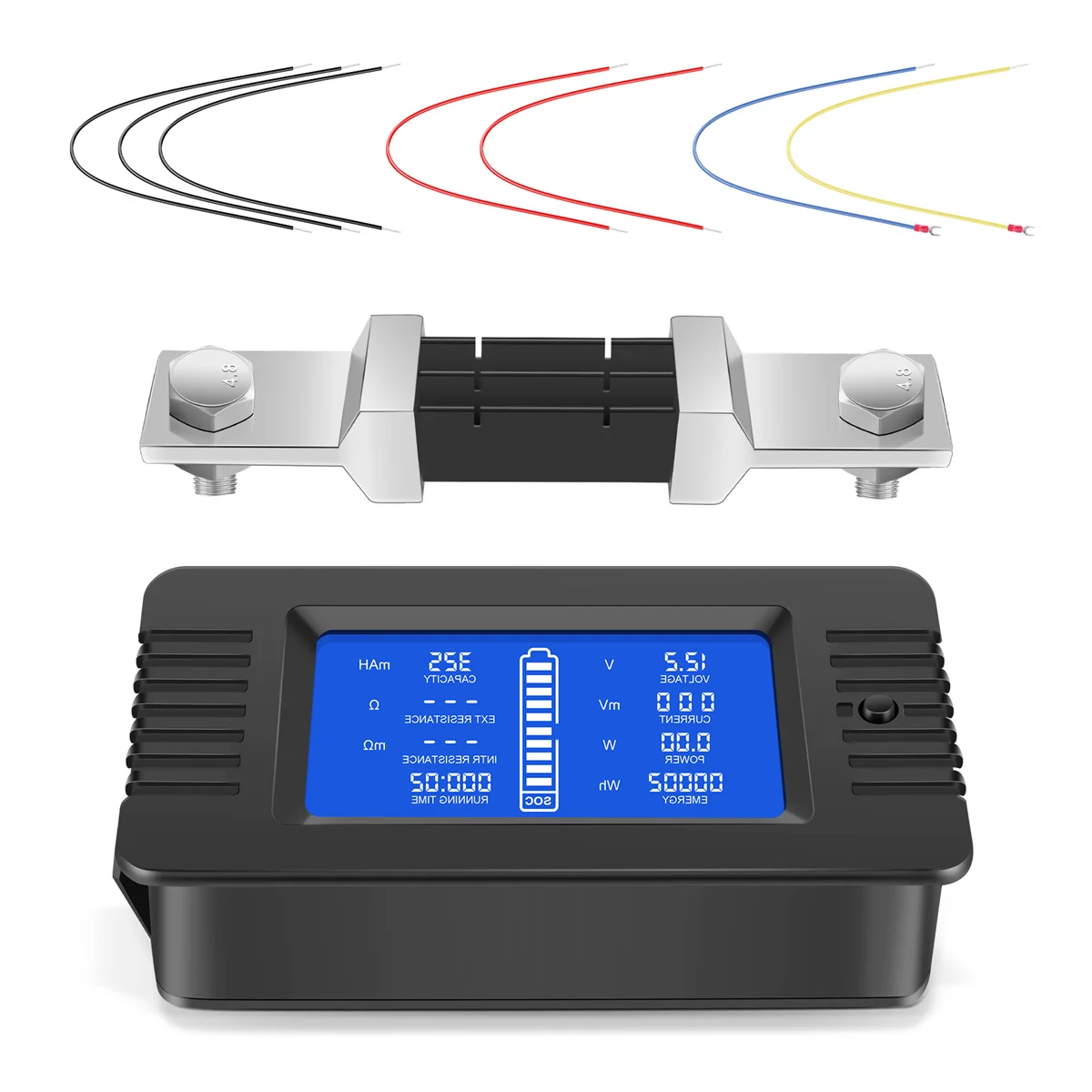 Multifunction Battery Monitor Meter,0-200V,0-300A (Widely Applied To 12V/24V/48V RV/Car Battery) LCD Display Digital Current
Multifunction Battery Monitor Meter,0-200V,0-300A (Widely Applied To 12V/24V/48V RV/Car Battery) LCD Display Digital Current