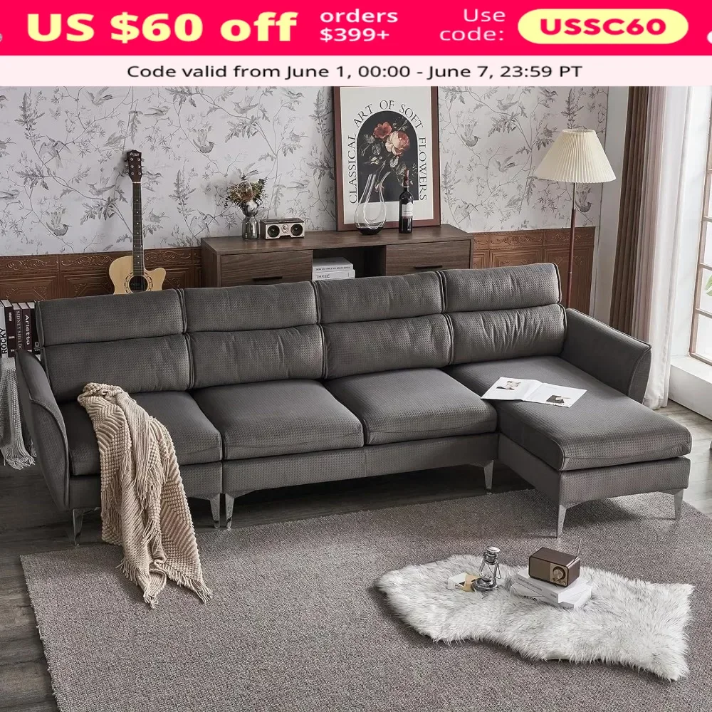 L-Shape Sofa with Reversible Chaise Living Room Furniture, High Back 4-Seater Sofa Sleeper, Velvet Upholstered Sofa Couch
L-Shape Sofa with Reversible Chaise Living Room Furniture, High Back 4-Seater Sofa Sleeper, Velvet Upholstered Sofa Couch