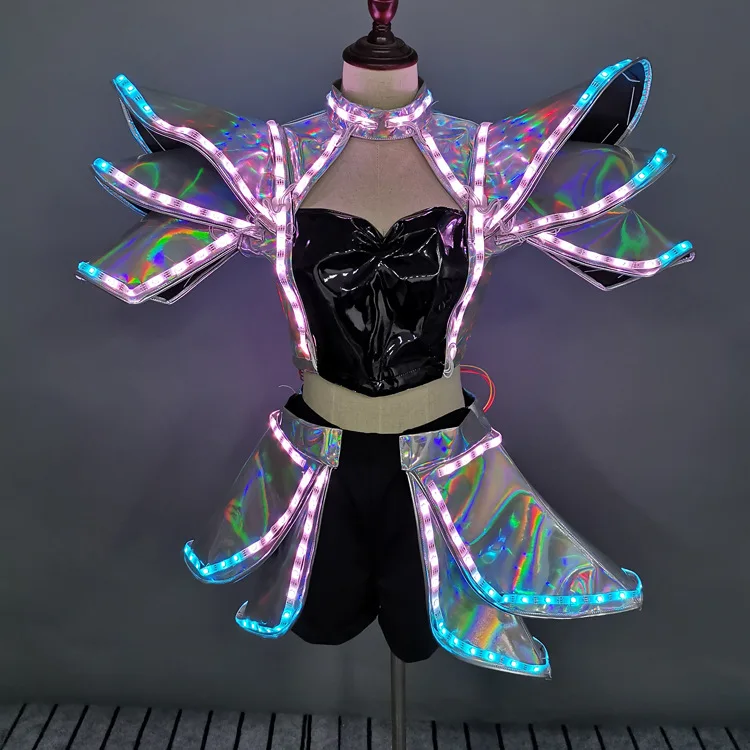 LED Women Costume Fancy Anime Cosplay Party Stage Performance Rave Outfit Reflective Crop Top Skirt Set Gogo Dancer Clothes New
LED Women Costume Fancy Anime Cosplay Party Stage Performance Rave Outfit Reflective Crop Top Skirt Set Gogo Dancer Clothes New