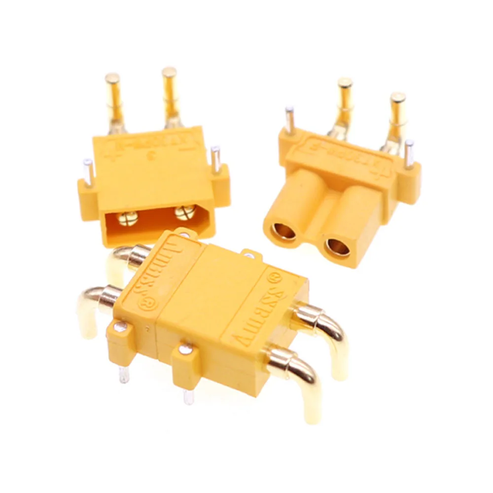 

10Pcs/5Pairs XT30PW Male Female High Current Connector 2mm Banana Golden Head Right Angle Horizontal 2Pin Connector for RC Model