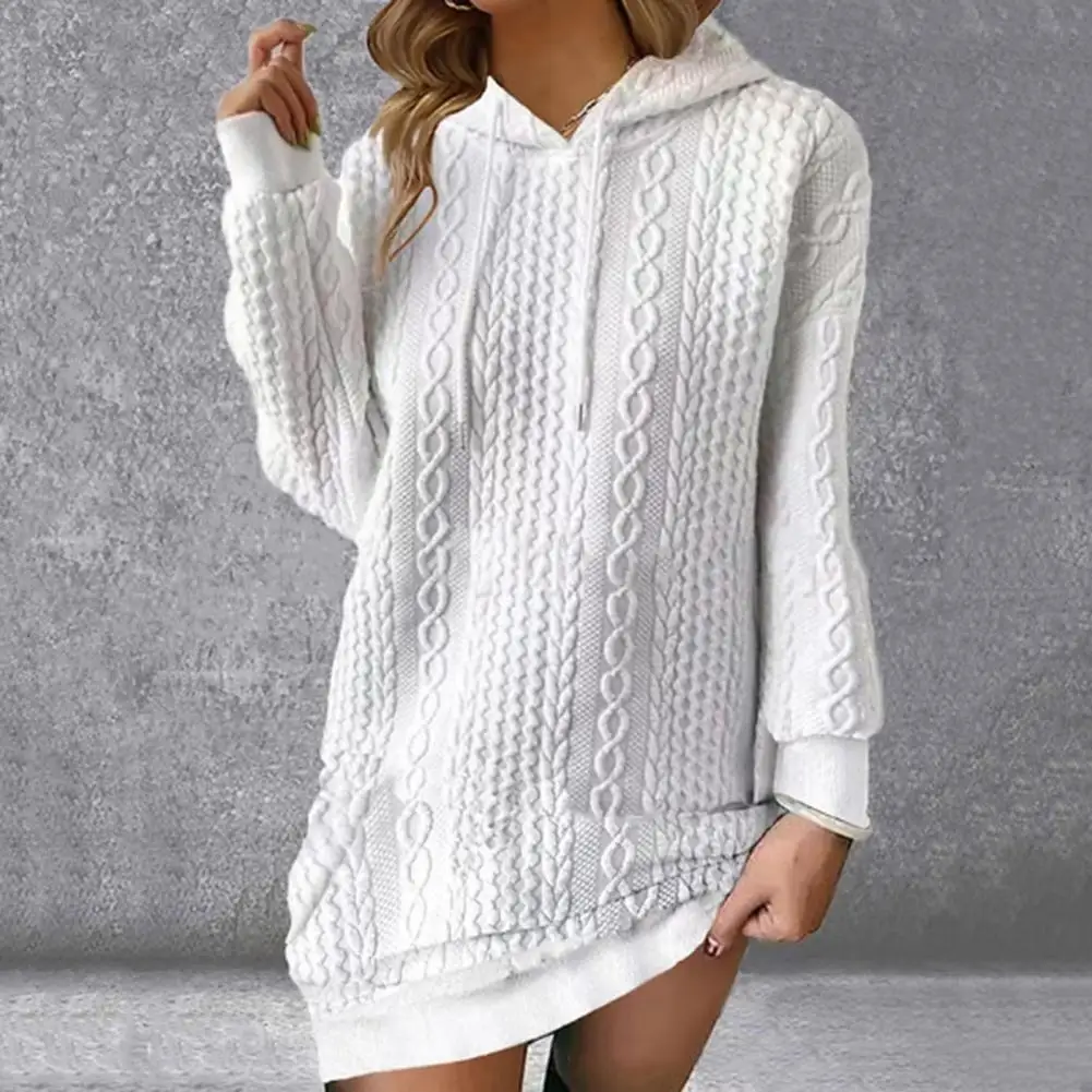 Ladies Fall Winter Dress Twisted Texture Solid Color Long Sleeve Drawstring Pullover Dresses Casual Mid Length Lady Hoodie Dres
Ladies Fall Winter Dress Twisted Texture Solid Color Long Sleeve Drawstring Pullover Dresses Casual Mid Length Lady Hoodie Dres