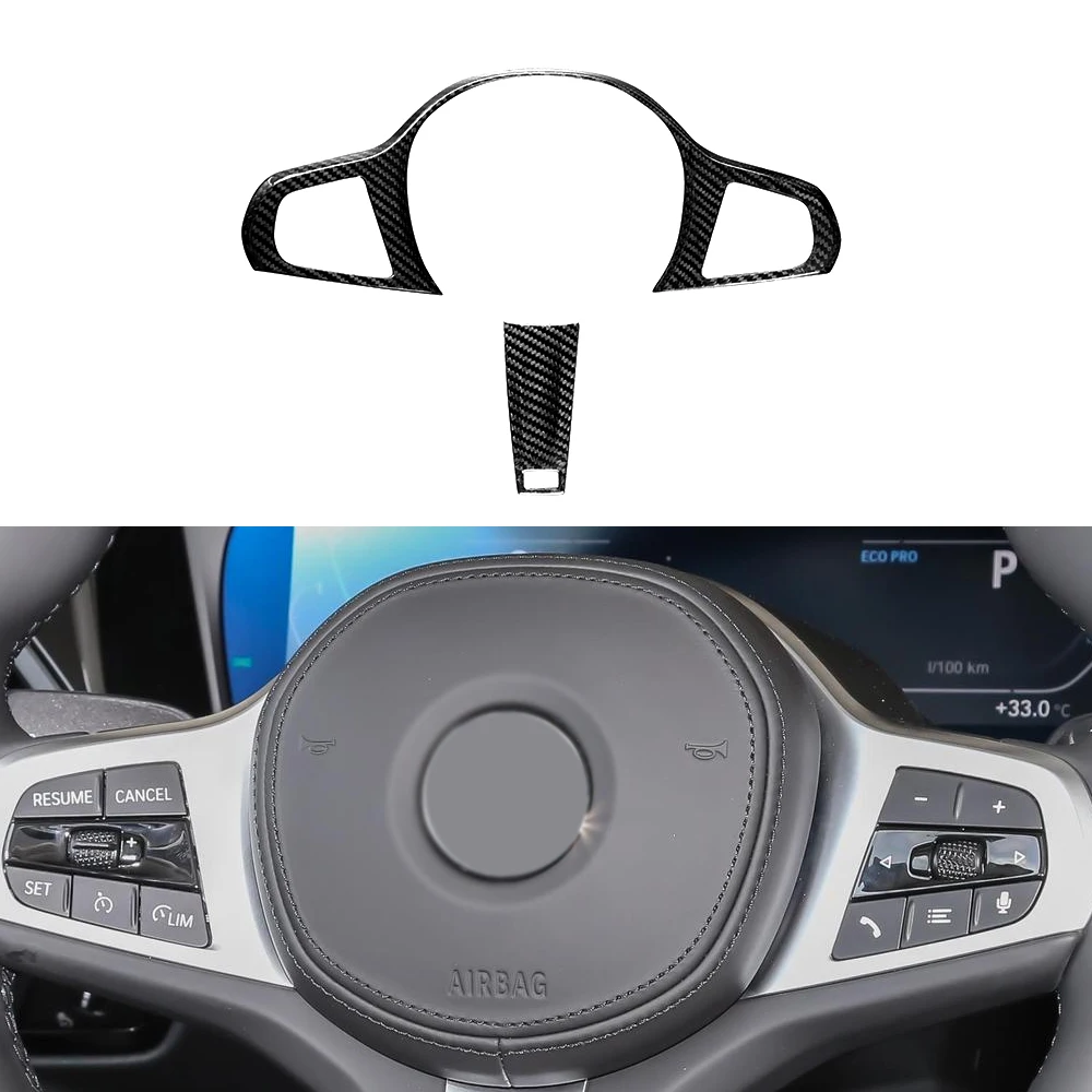

For BMW 3 4 5 Series G20 G22 G28 G30 Carbon Fiber Steering Wheel Trim Cover Frame Decoration Sticker Interior Car Accessories